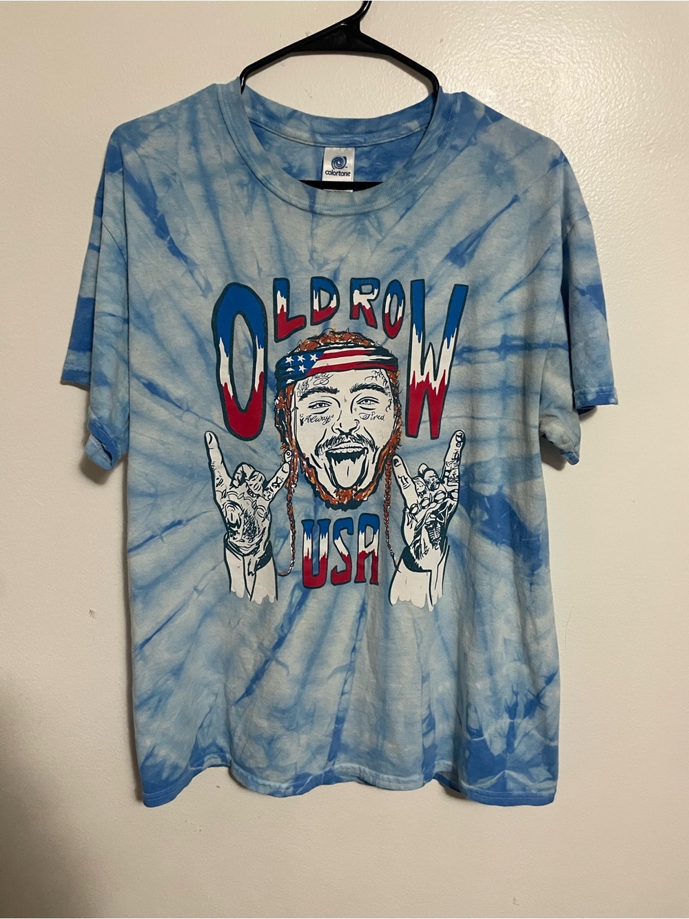 Post Malone Old Row USA Blue Tie Dye Colortone T-Shirt